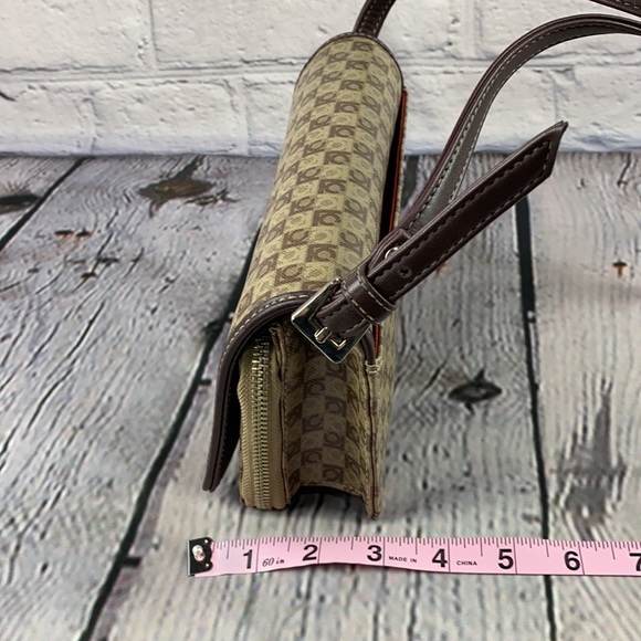 LIZ CLAIBORNE Brown/Tan Vinyl Crossbody/Clutch Bag - Picture 7 of 17